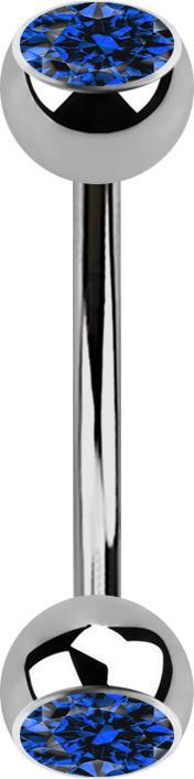 Actual product image Star Piercing Micro banana silver with two dark blue crystal balls (without brass, Titanium)