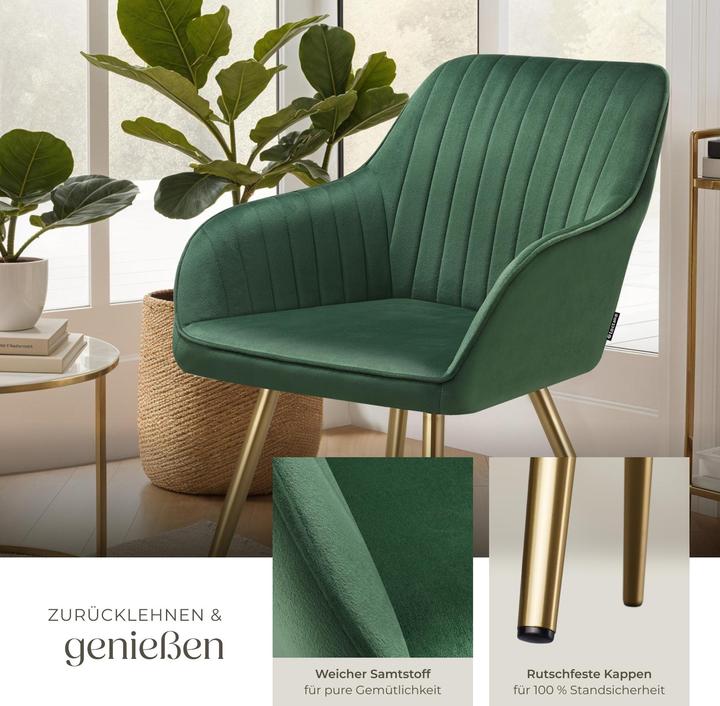 Actual product image tectake chair Marilyn, velvet look, quilted