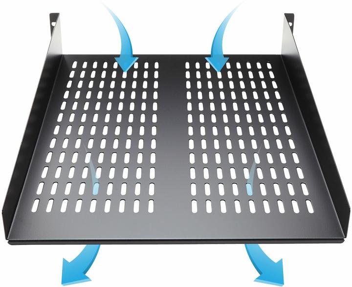 Produktbild StarTech 2 HE Fest montierter Fachboden für Server Rack/ Schrank bis 22 Kg - 55 cm Tief - belüftet