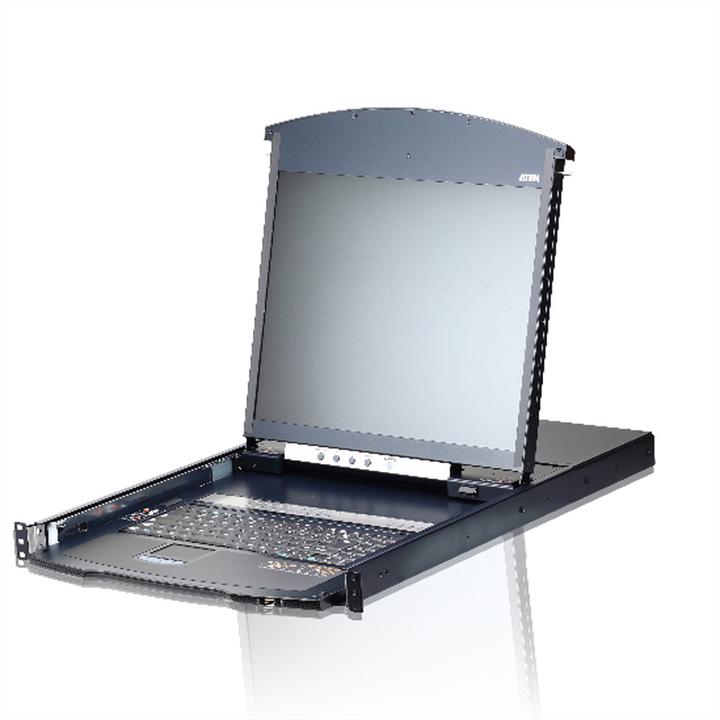Actual product image Aten KL1116VN UK Cat.5 KVM over IP Switch 16-Port, 19"-LCD, Dual-Rail, UK-Layout