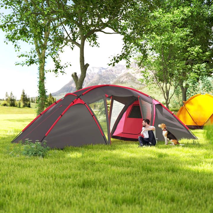 Produktbild Outsunny Campingzelt Polyester, Kunststoff Grau (Tunnelzelt, 6 Personen)