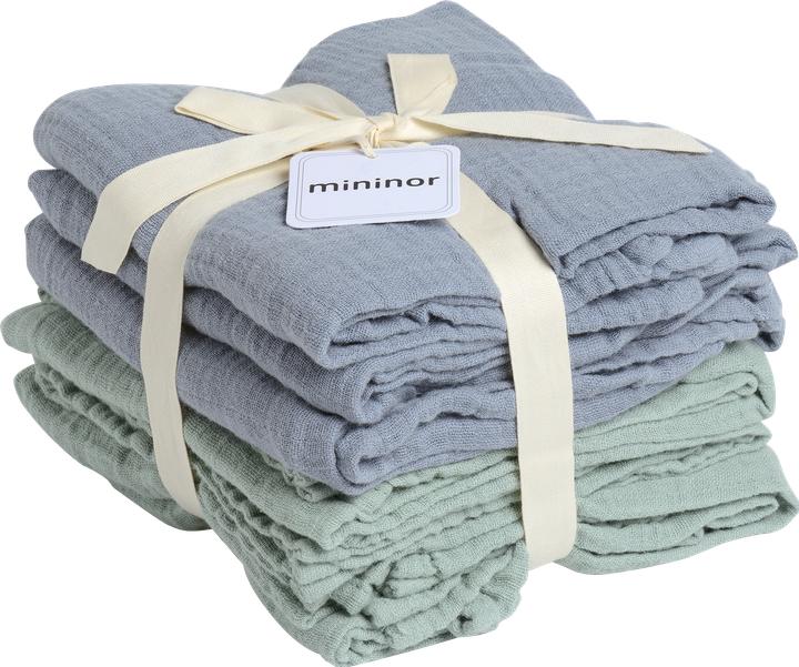 Immagine prodotto Mininor Global - Organic Muslin Cloth - 6pcs Grey seal/Willow Green (10263) (70 cm, 70 cm)