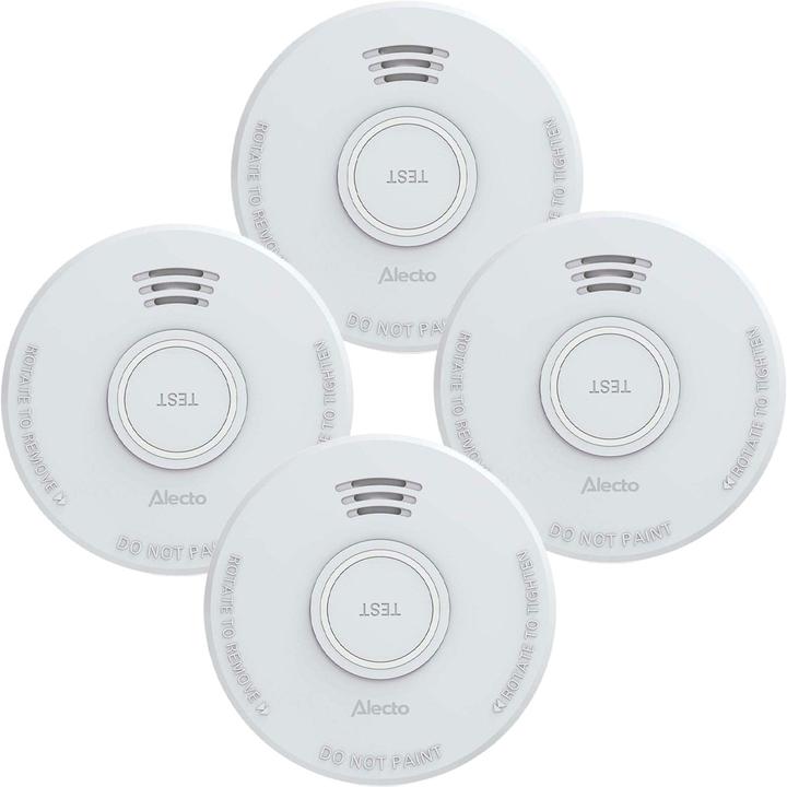 Produktbild Alecto 4er-Set Fotoelektrischer Rauchmelder DIN EN 14604 Konform - Zuverlässiger Feuermelder mit 85dB Alarm
