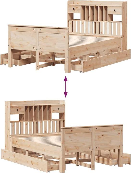 Produktbild vidaXL Bett mit Regal (135 x 190 cm)