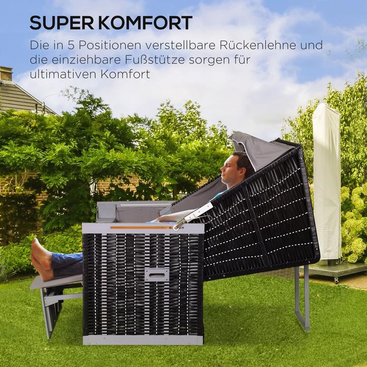 Produktbild Outsunny Strandkorb mit Dach und Getränkehalter