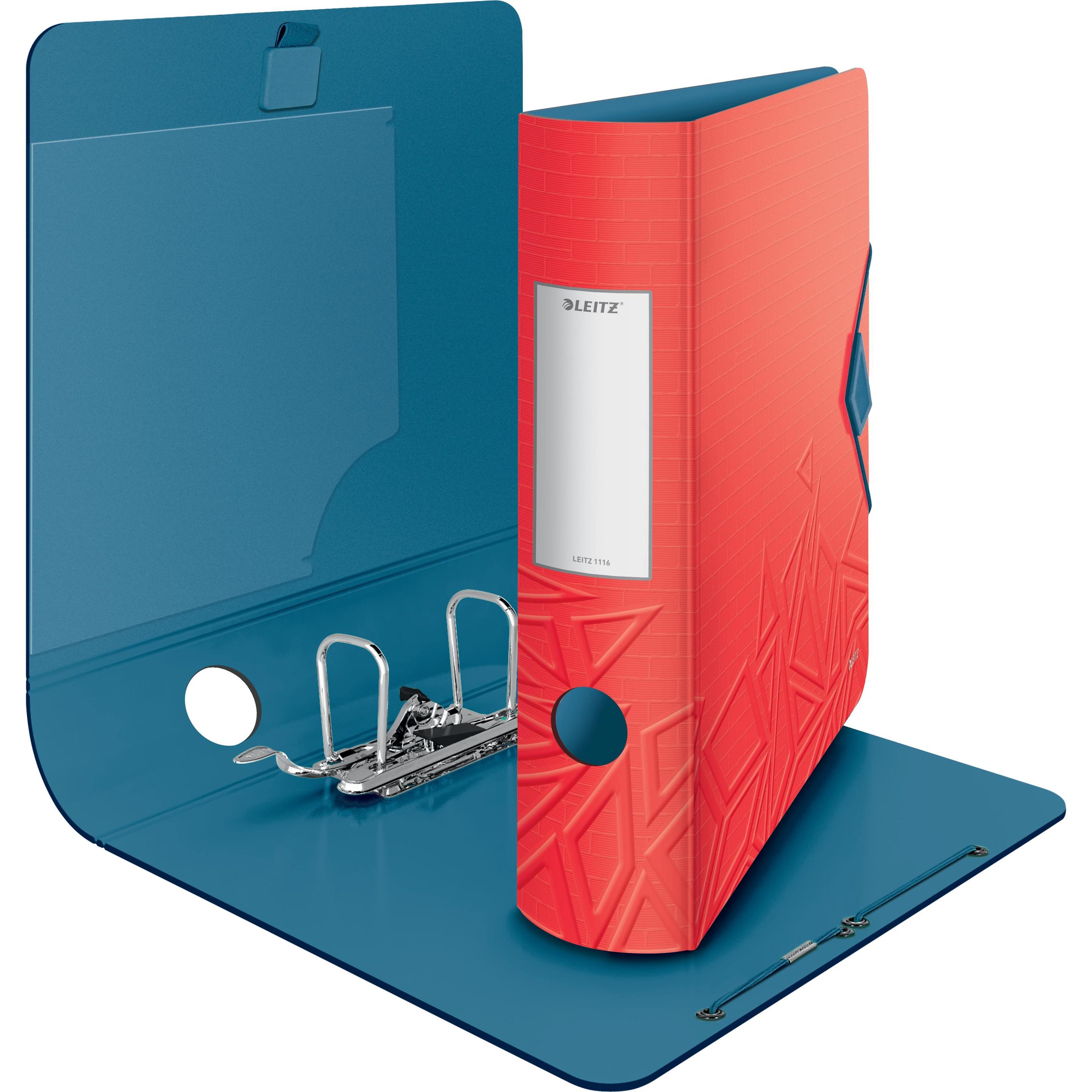 Leitz, Ordner, Ordner Active Urban Chic, 180 Grad, 82 mm, hellrot DIN A4, abgerundeter Rücken, aus Polyfoam (A4, 82 mm, ...