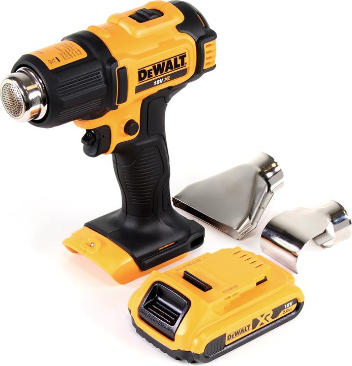 Produktbild DeWalt DCE 530 N Akku Heissluftpistole 18V 530°C + 1x Akku 2,0Ah + Flächen- und Reflektordüse -