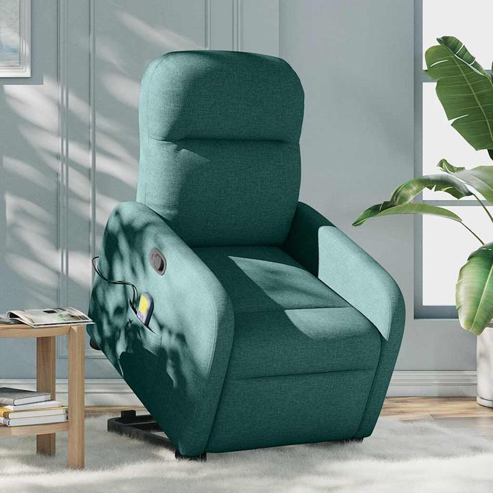 Immagine prodotto vidaXL Poltrona massaggiante con ausilio stand-up in tessuto verde scuro