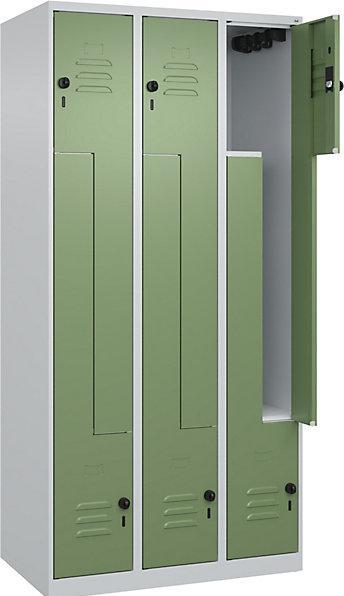 Light grey RAL 7035, Reseda green RAL 6011