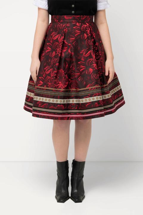 Produktbild Ulla Popken Rock, A-Linie, Jacquard-Blütenmuster, Zierbänder (48)