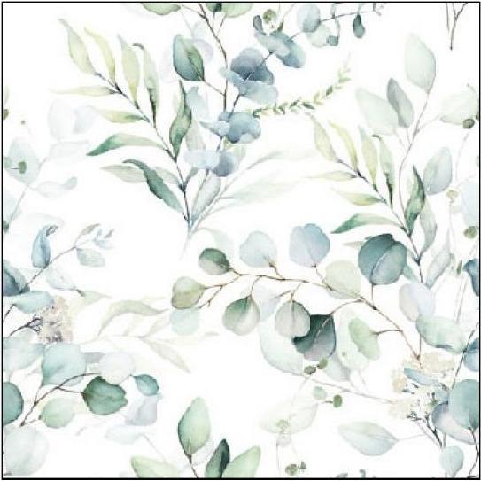 Ambiente, Servietten, Serviette "Eucalyptus all over" 25 x 25 cm 20er Packung (20 x, 25 x 25 cm)