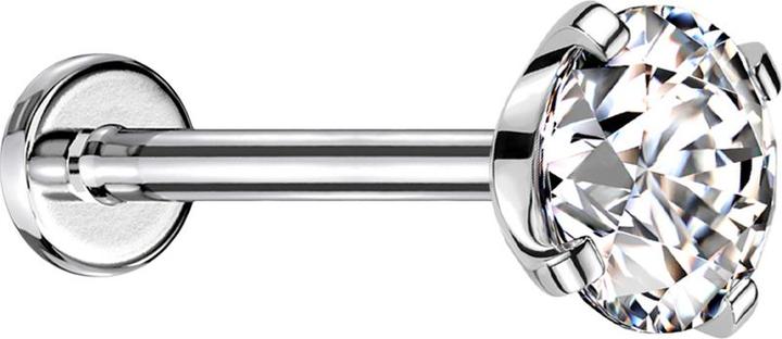 Produktbild Star Piercing Micro Threadless Labret silber mit Kristall silber gefasst (ohne Messing, Chirurgenstahl 316L)