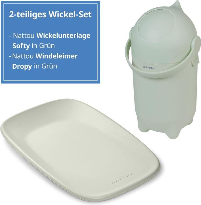 Produktbild Nattou Wickelauflagen Wickel-Set mit Wickelunterlage Softy & Windeleimer (50 x 70 cm)