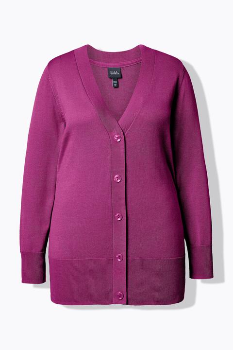 Produktbild Ulla Popken Strickjacke, V-Ausschnitt, Knopfleiste, Feinstrick (58, 60)