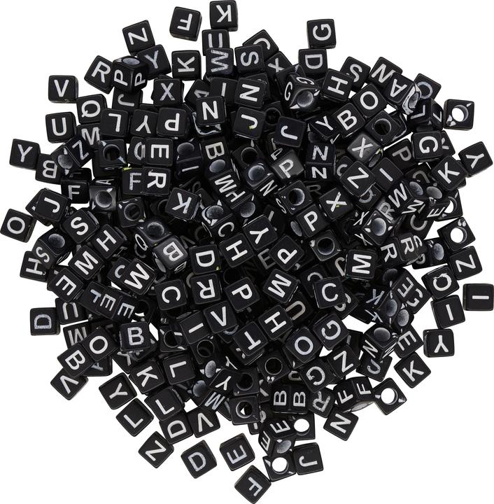 Immagine prodotto VBS Buchstabenperlen "Schwarz", Eckig, 6 mm, 45 g