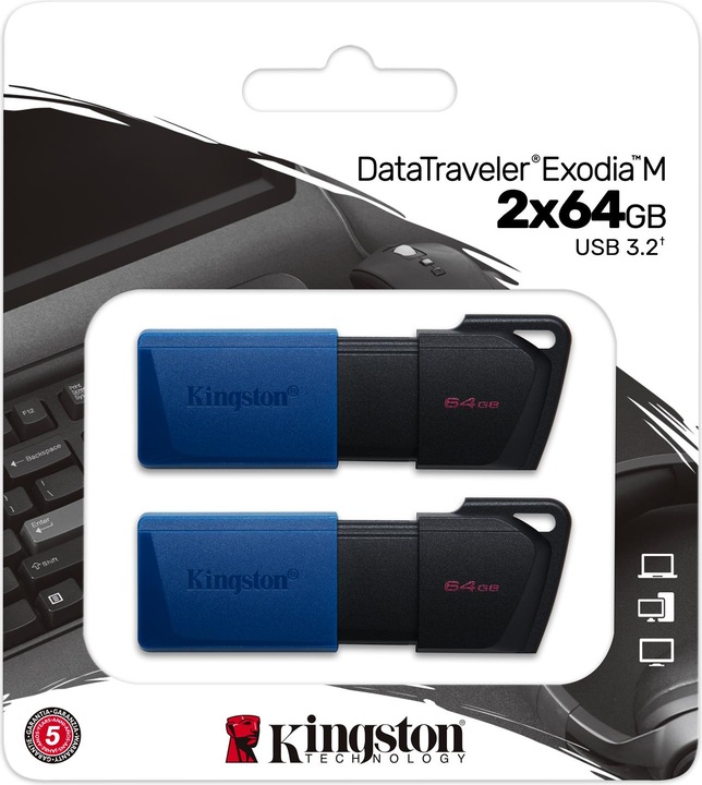 Actual product image Kingston DateTraveler Exodia M (2-pack) (64 GB, USB-A, USB 3.2)