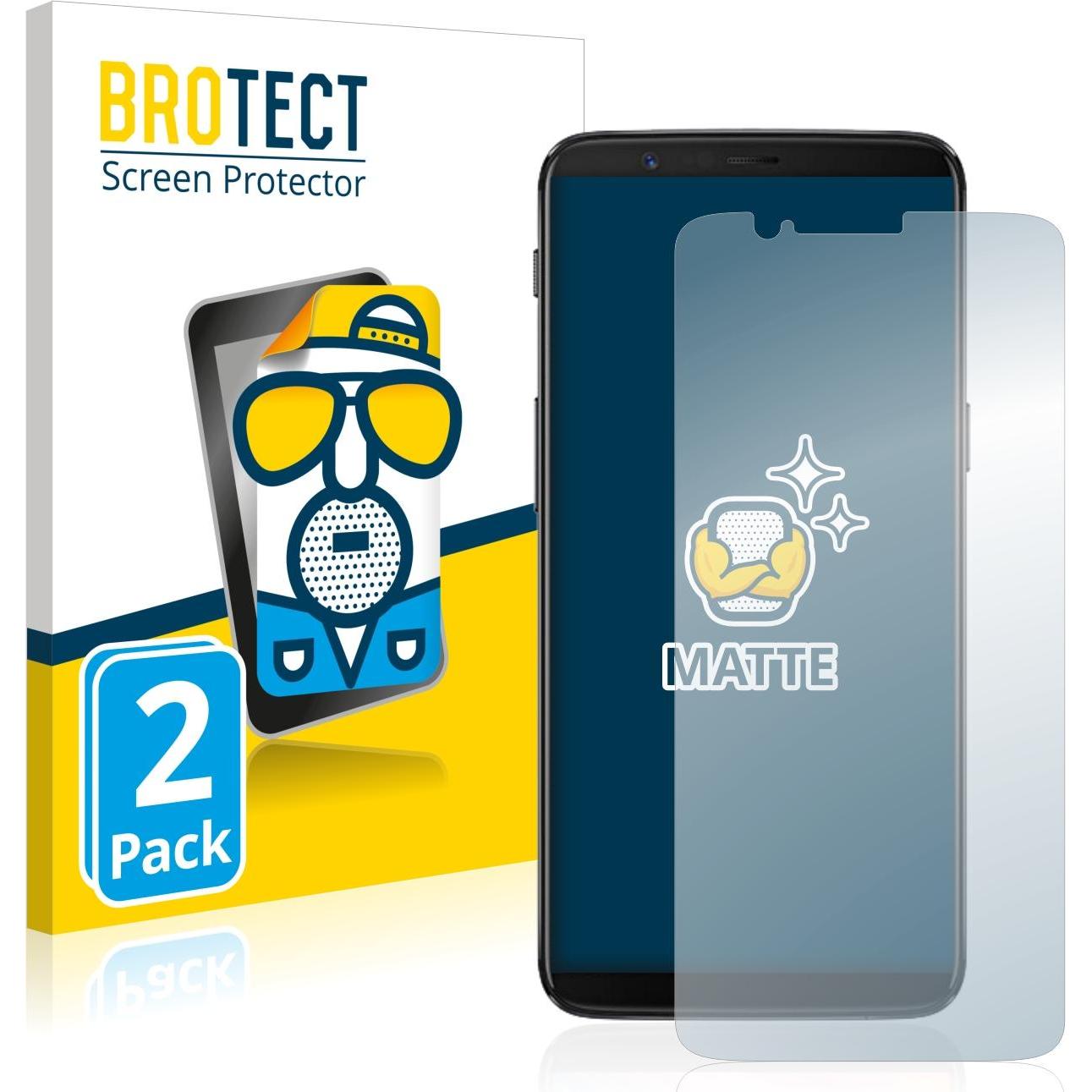 BROTECT Entspiegelungs-Schutzfolie Displayschutz Matt (2 Stück, OnePlus 5T), Smartphone Schutzfolie, Grau