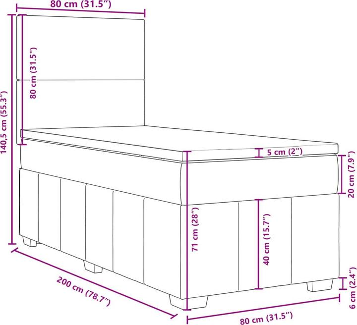 Actual product image vidaXL Boxspringbett (80 x 200 cm)