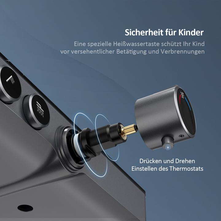 Produktbild Emke Duschsystem mit Thermostat, Handbrause + Regendusche(3 Strahlstärken) + Unterer Auslass