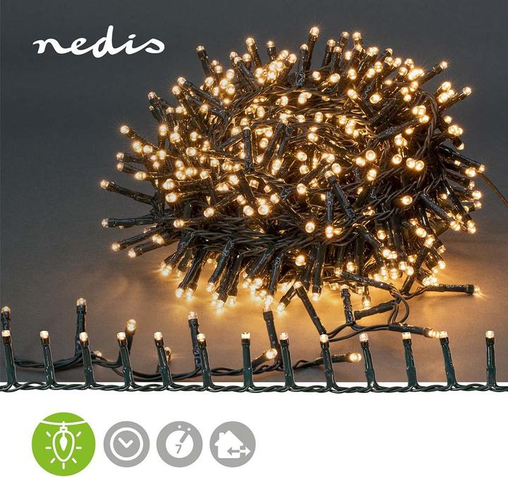 Produktbild Nedis Dekorative Lichter | Kompakter cluster | 560 LED's Warmweiss | 11.2 m | Lichteffekte: 7 | Inne (11.20 m)