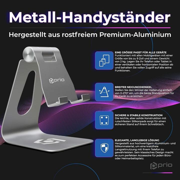 Image du produit prio Support de bureau universel en métal SOLID argenté