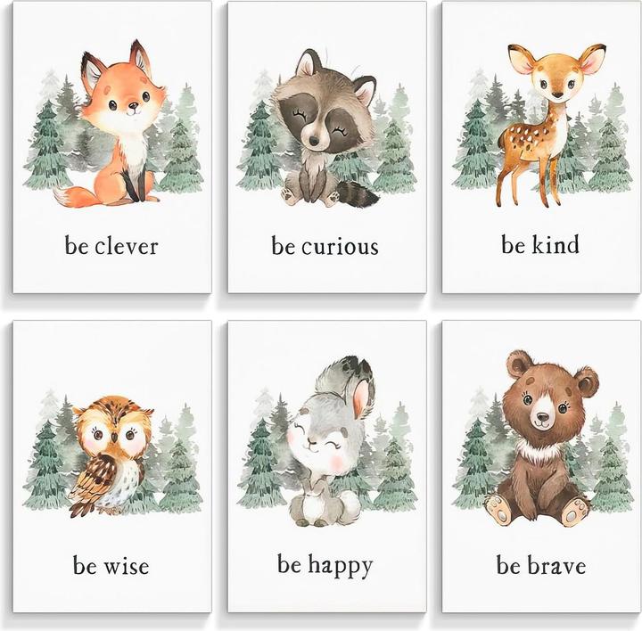 Actual product image ASMI 6 pieces of cute forest animals (25 x 20 cm)