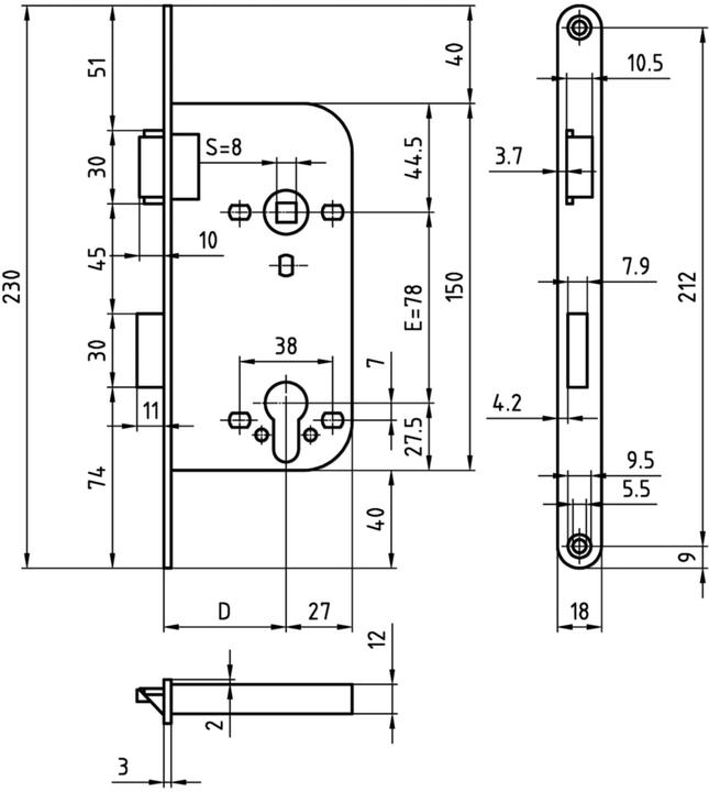Actual product image Glutz Mortise locks 1004 (Mortise lock)