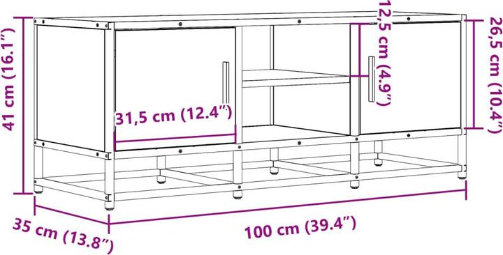 Immagine prodotto VidaXL Mobile TV Mobile TV basso Tavolo TV Aspetto rovere marrone (100 x 35 x 41 cm)