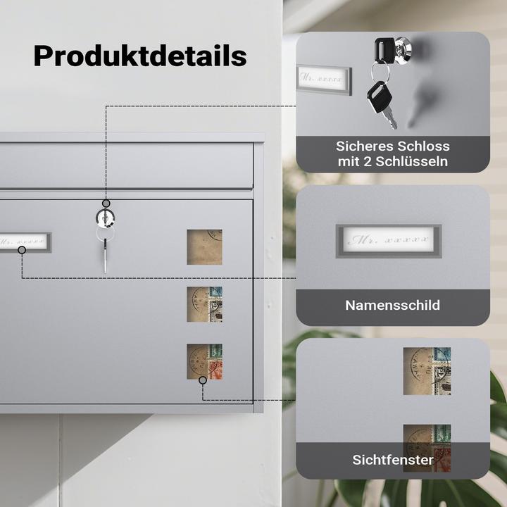 Actual product image Wiltec Design Mailbox V12 Letterbox Postbox Pillar Letter Mail Post Box