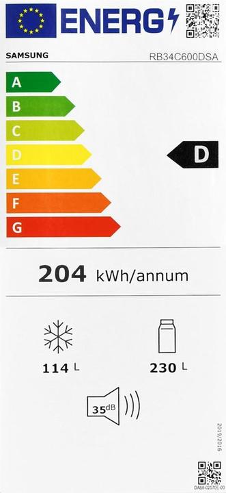 Energy Label Samsung RB34C600DSA/EF (344 l)
