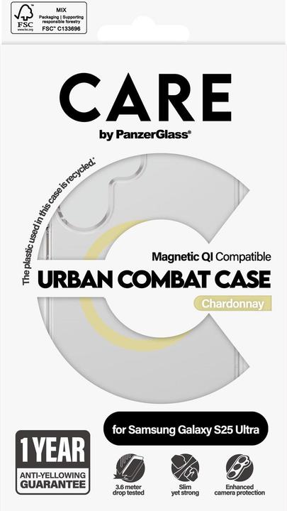 Produktbild PanzerGlass CARE by ® Flagship Case Transparent Urban Combat m. Chardonnay Qi Compatible Samsung Gal (Samsung Galaxy S25 Ultra)