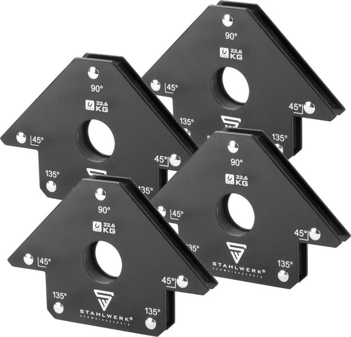 Stahlwerk Magnetic welding bracket set of 4 22.6 kg 50 lbs practical welding magnet