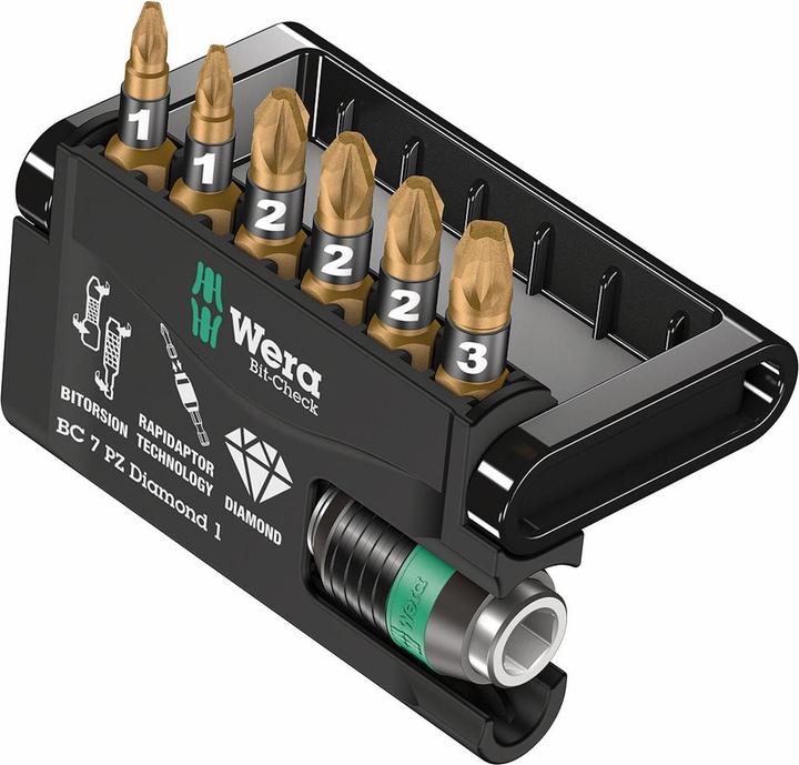 Image du produit Wera Bit-Check 7 PZ Diamond 1 (Cruciforme Pozidriv PZ)
