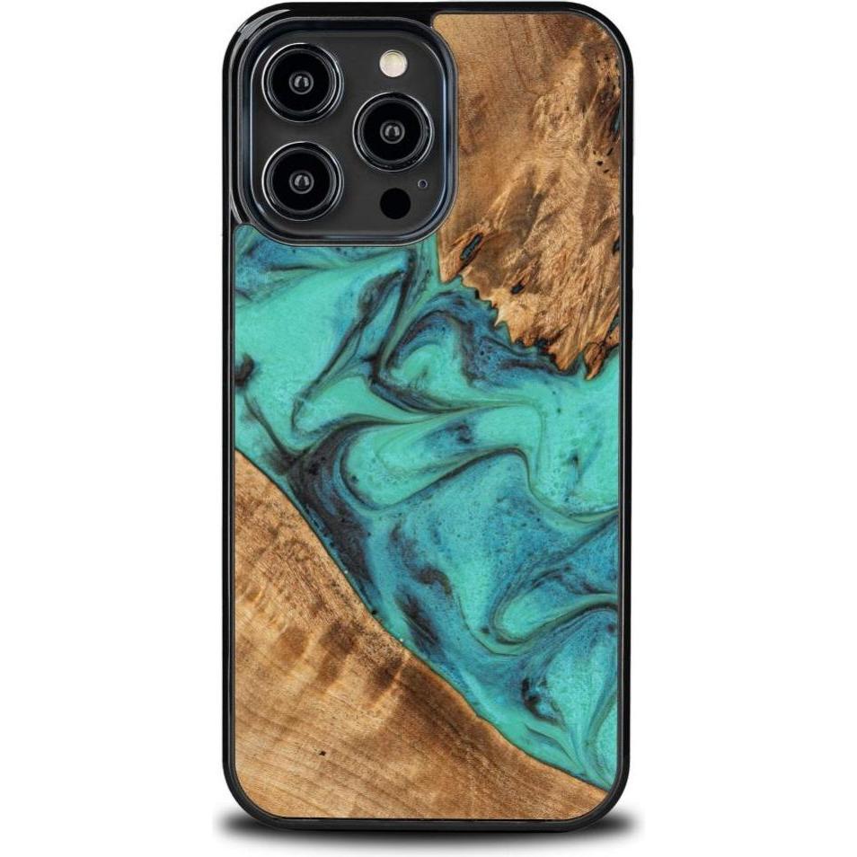 Bewood Etui z drewna i?ywicy na iPhone 15 Pro Max Unique Turquoise - turkusowo-czarne (Apple iPhone 15 Pro Max), Smartph...
