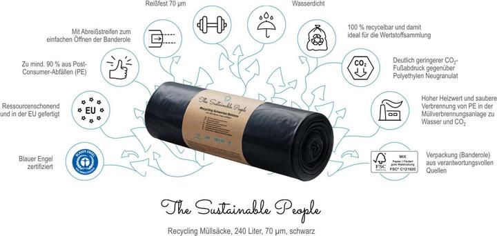 Actual product image The Sustainable People Recycling bin liners - 30 µm - tear-resistant (10 x, 240 l)