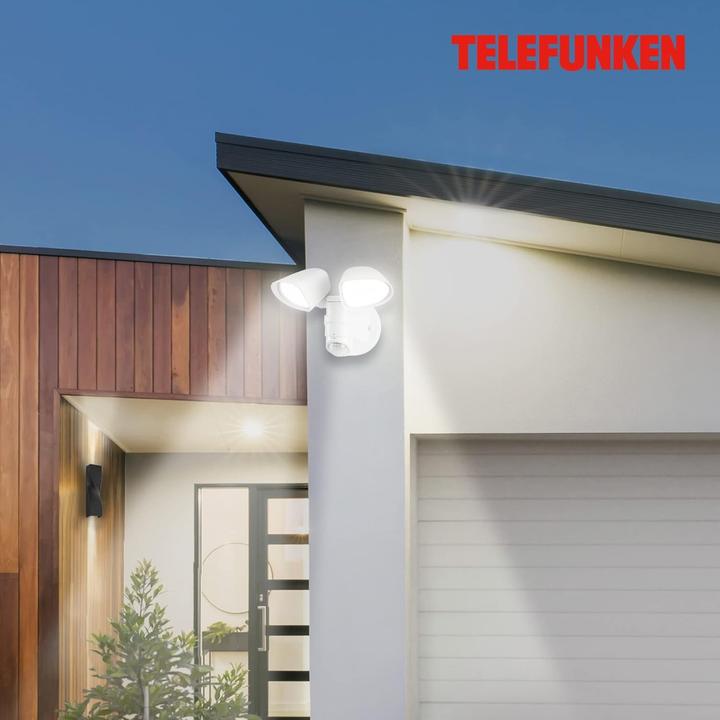 Actual product image Telefunken LED sensor floodlight IP44 2x10W 1000 lm 4000 K neutral white H 160 mm white (1000 lm, IP44)