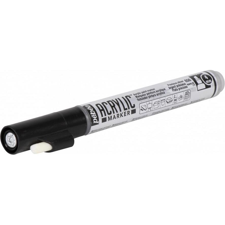 Pebeo, Marker, Acrylic Marker Medium Keilspitze 4mm (Edles Silber, 4 mm)