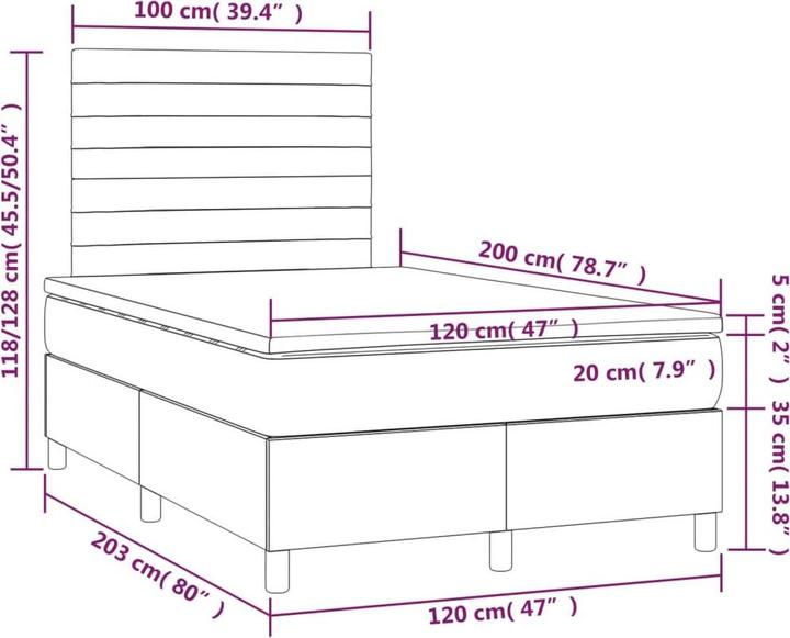 Produktbild vidaXL Boxspringbett (120 x 200 cm)