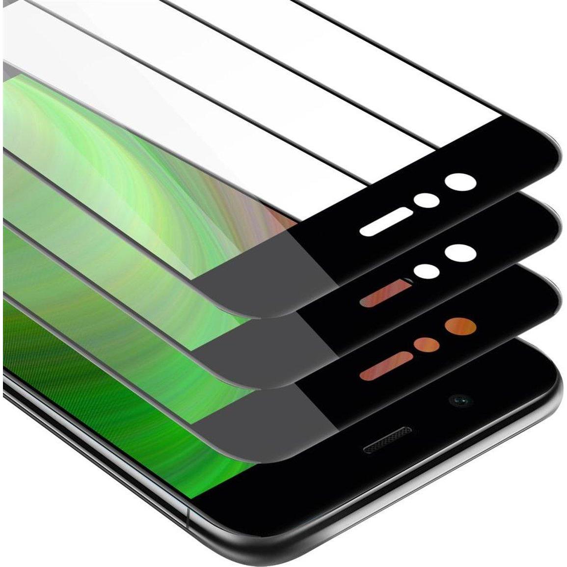 Cadorabo Vollbild Displayschutzglas (3 Stück, Huawei Nova 2), Smartphone Schutzfolie, Schwarz