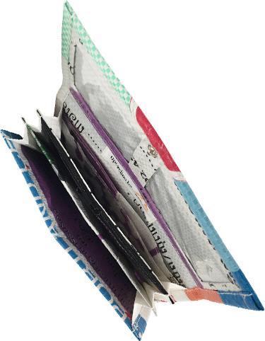 Produktbild Bekos Upcycling - Damen Geldbörse aus recycelten Säcke Patchwork Elephant