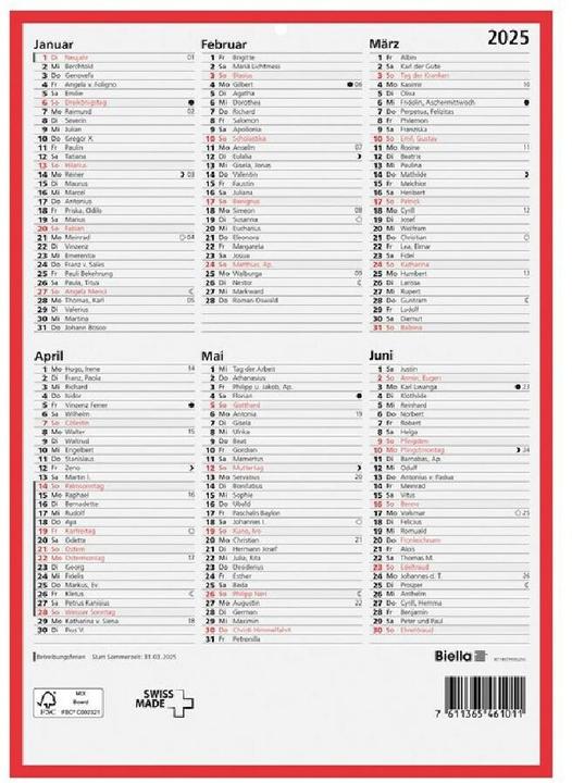 Biella Tafelkalender (A4, Kein Einband, Deutsch)