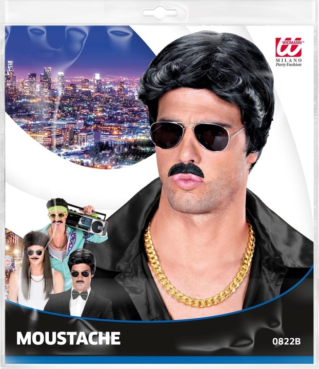 Actual product image Widmann Black moustache in various shapes self-adhesive 1 piece