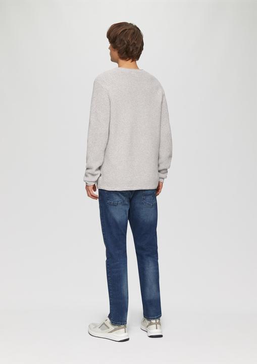 Produktbild s.Oliver Strickpullover Melierter Strickpullover mit Rippstruktur (XXL)