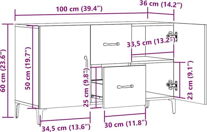 Produktbild vidaXL Sideboard (100 x 36 x 60 cm)