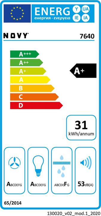 Label énergétique NOVY Flat'line (Hotte îlot)