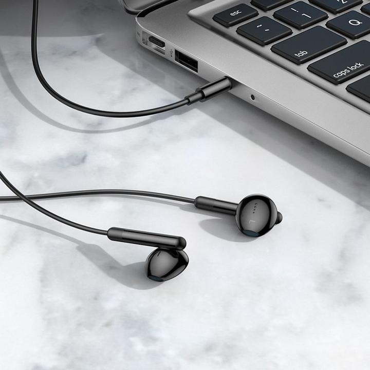 Actual product image Hoco - Stereo Earphones (M93) - Jack 3.5mm with Microphone, 1.2m - Black (Cable)