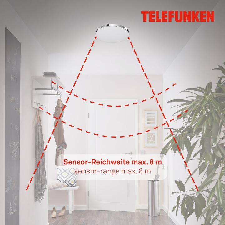 Produktbild Telefunken Sensor-LED Deckenleuchte, weiss-chrom, IP44, 1xLED/16W (1500 lm)