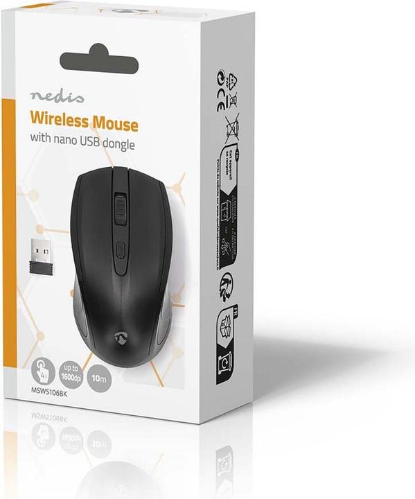 Produktbild Nedis Mouse - Drahtlos - 800/1200 / 1600 DPI - Einstellbar DPI - Anzahl Knöpfe: 4 - Beidhändig (Kabellos)