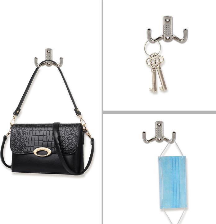 Actual product image Intirilife Double Coat Hook in Satin Nickel