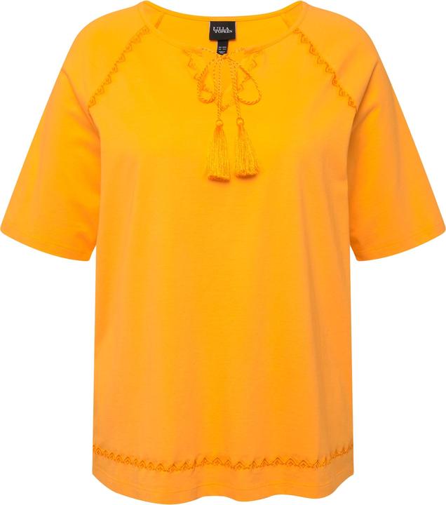 Actual product image Ulla Popken Tie-Neck Jersey Short Sleeve Tee (50, 52)
